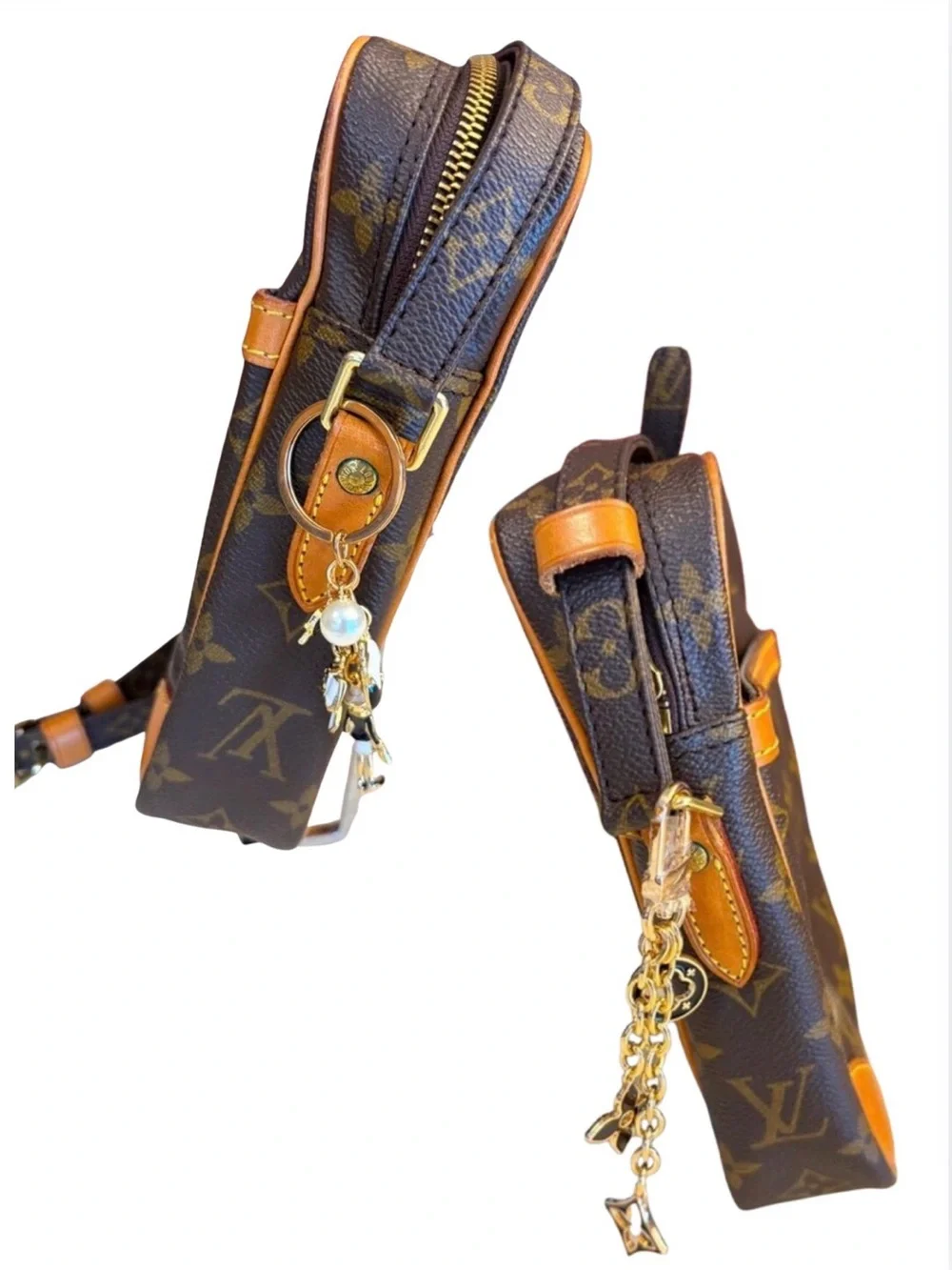 LOUIS VUITTON Danube Crossbody w/Box, Dust Bag, 1 Ribbon, 2 Bag Charms & COA.EUC